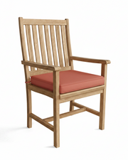 Wooden chair with henna 
cushion on a white background